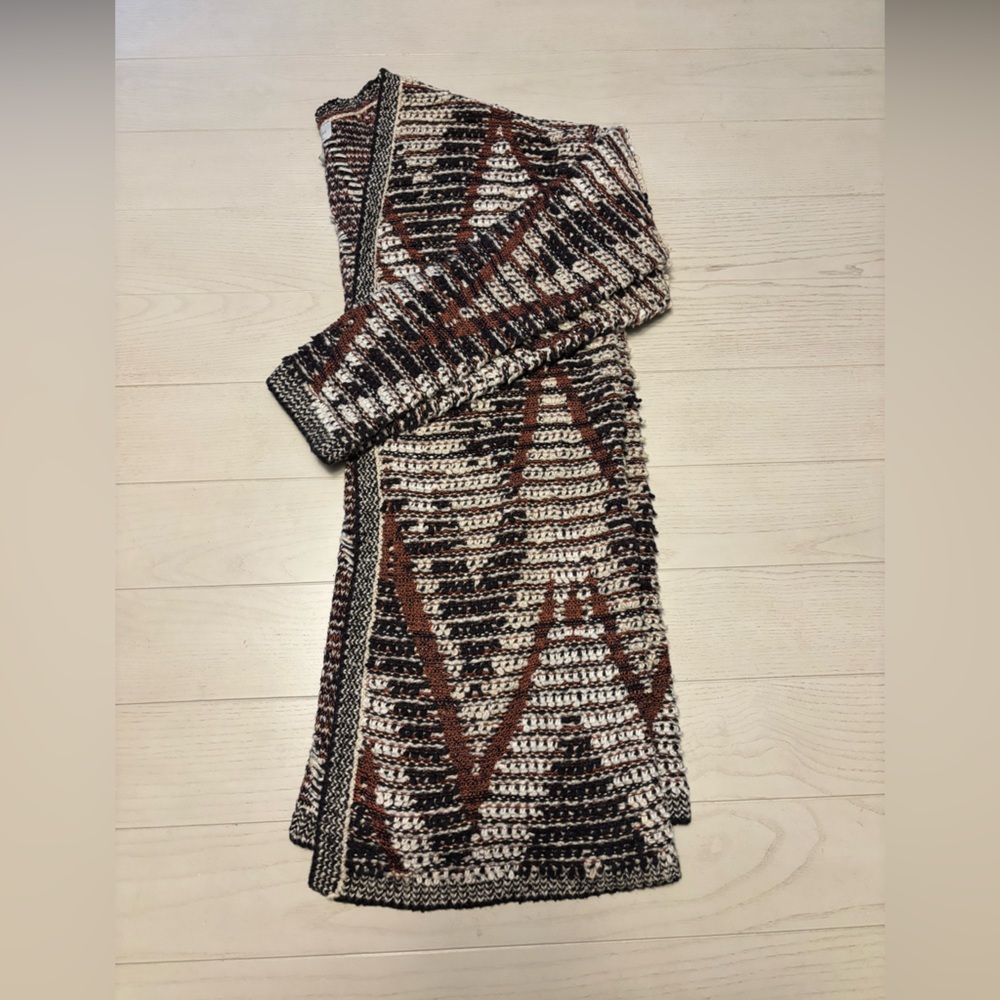 LUCKY BRAND long cardigan size M in blue/cream/red clay